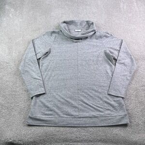 J Jill Sweater Womens Medium Grey Cowl Neck Pullover Pockets Cotton Blend